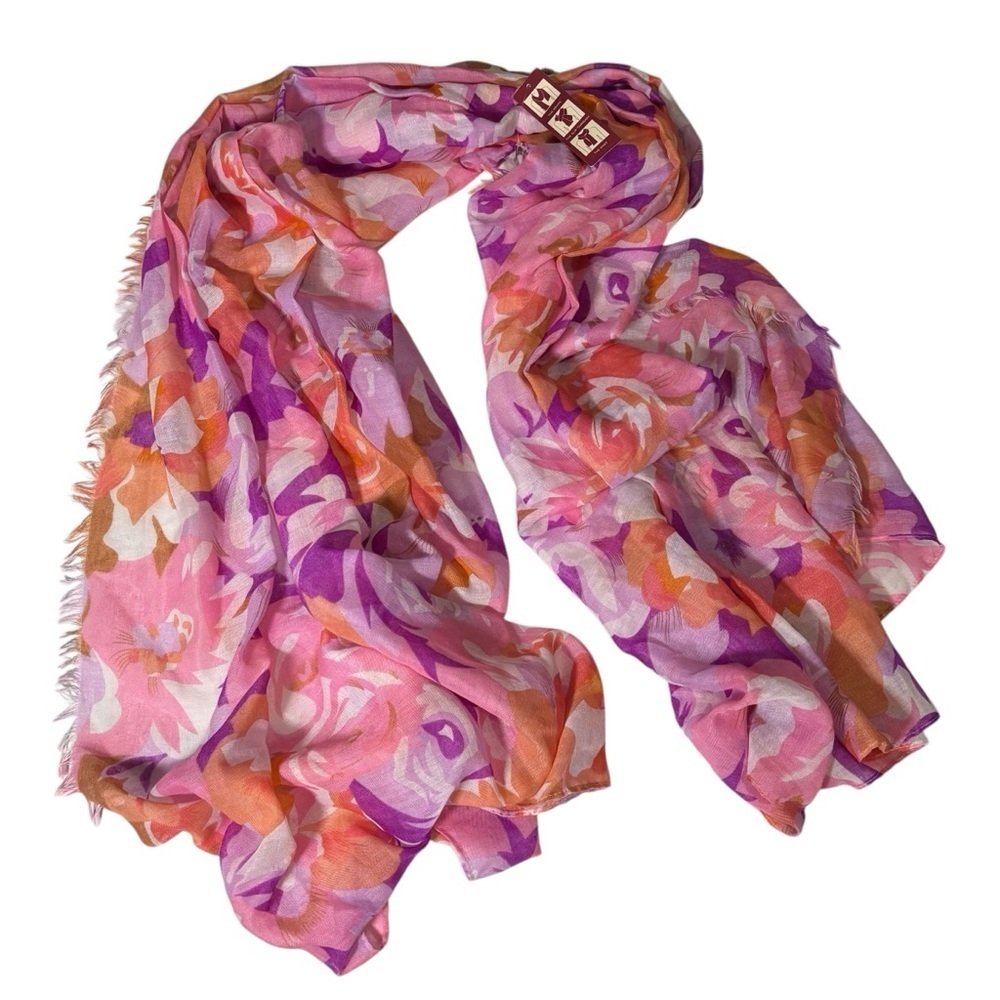 NWT Merona Floral Pink and Purple Scarf Wrap Cottage Core Resort Wear Beach